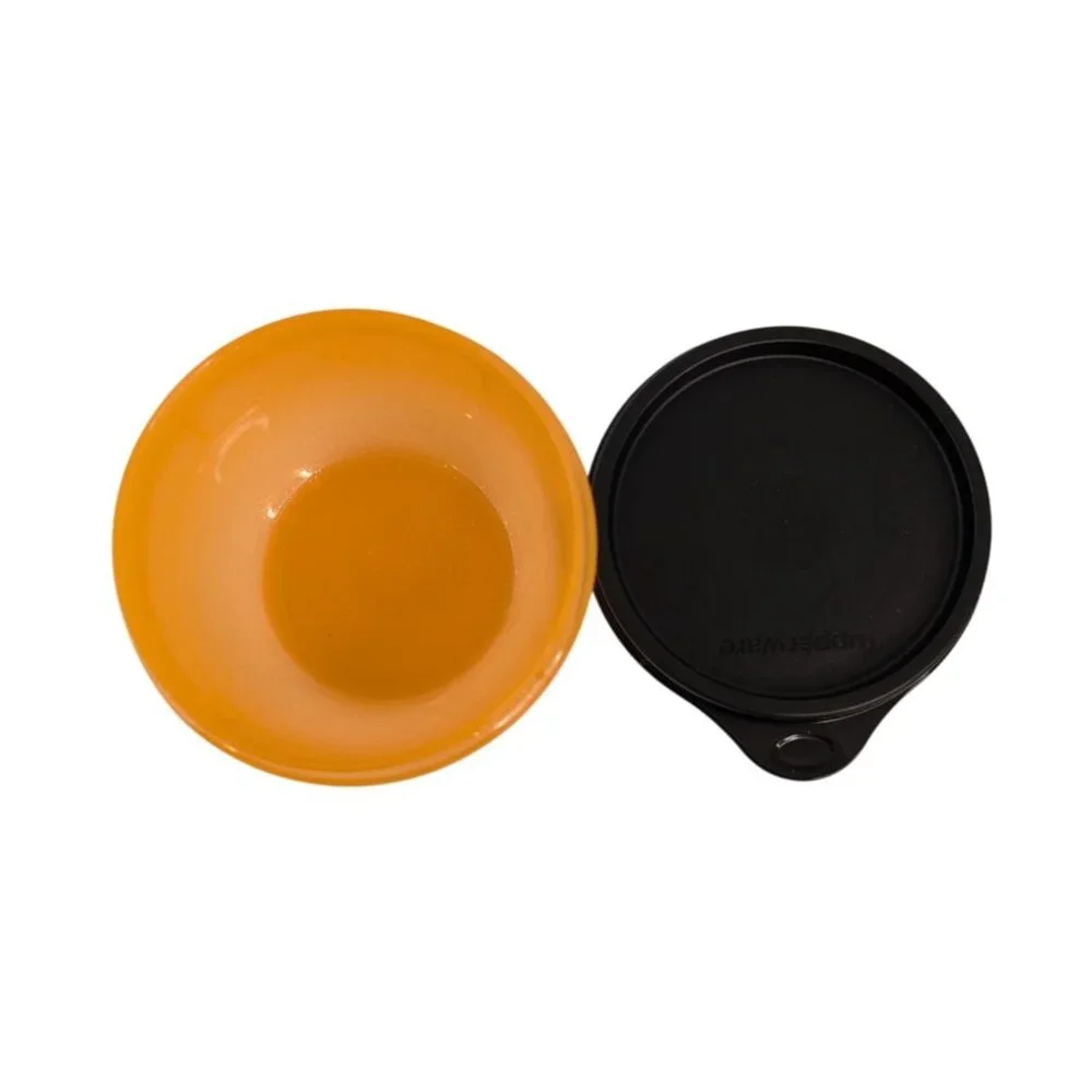 Tupperware Ideal Lit'l Bowls Orange & White w/Seals Lids Snack‎ Cups